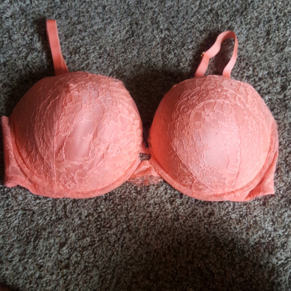 Coral lace bra